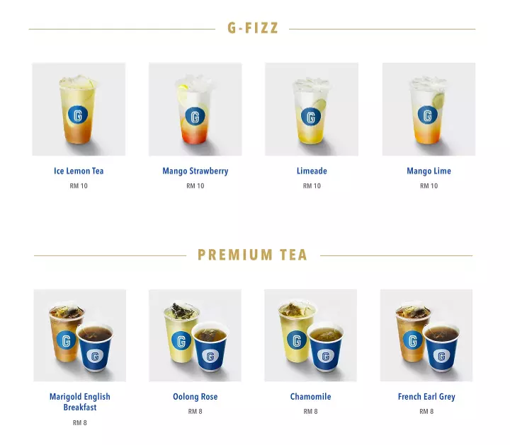 Menu Gigi Coffee G Fizz & Premium Tea