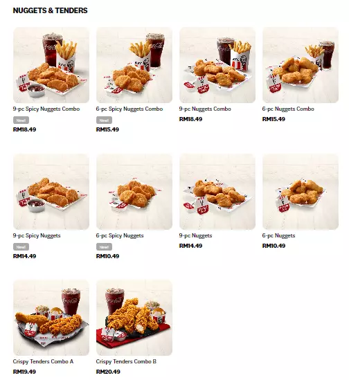 KFC Nuggets & tenders prices