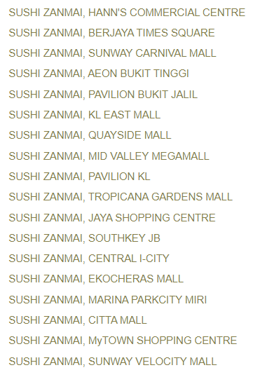 Sushi Zanmai Outlets