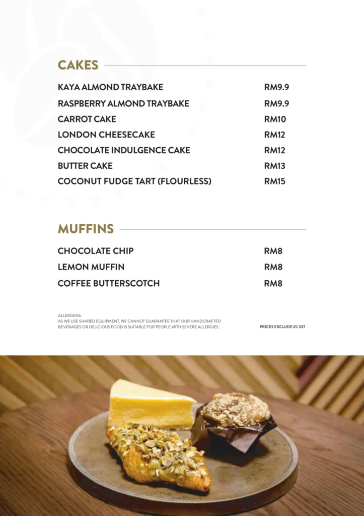 Costa Coffee Cakes and Muffin Menu