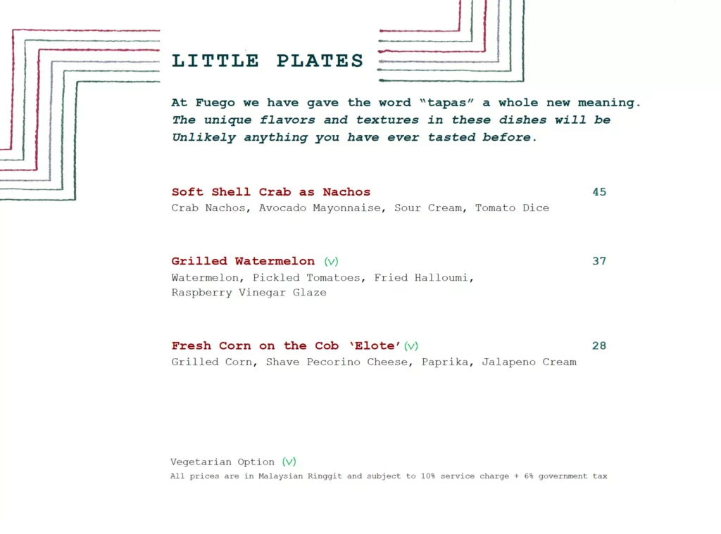 Fuego Little Plates Prices