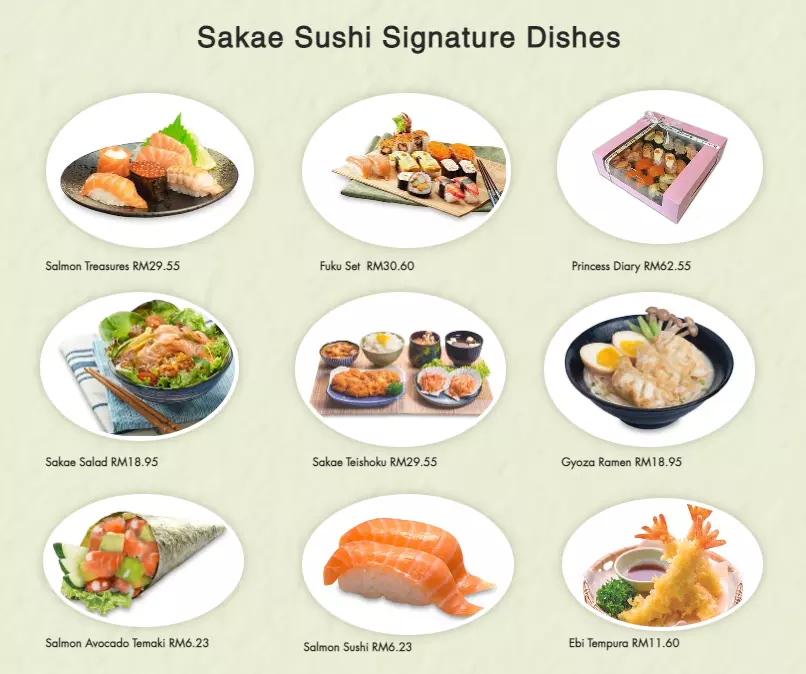 Sakae Sushi Menu Signature Dishes