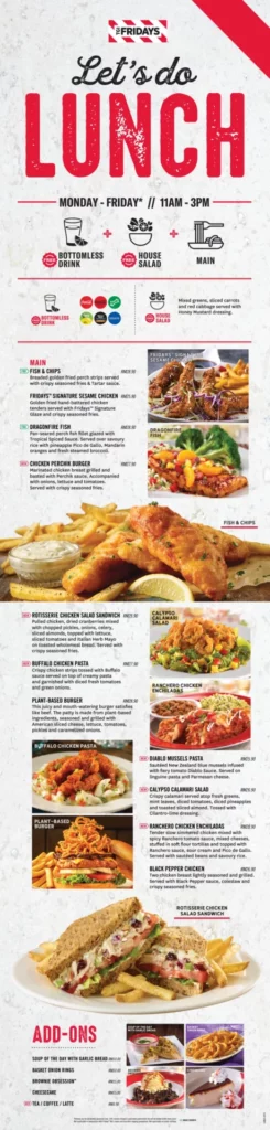 TGI Fridays Lunch Menu