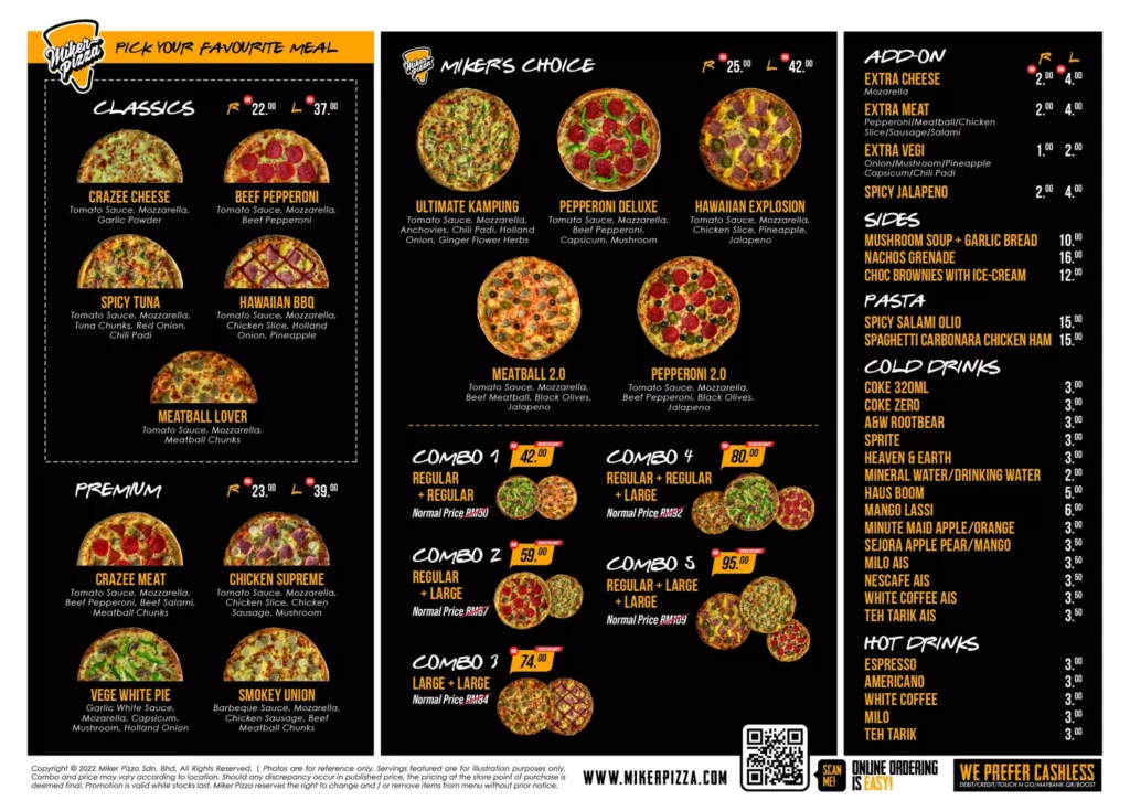 Miker Pizza menu