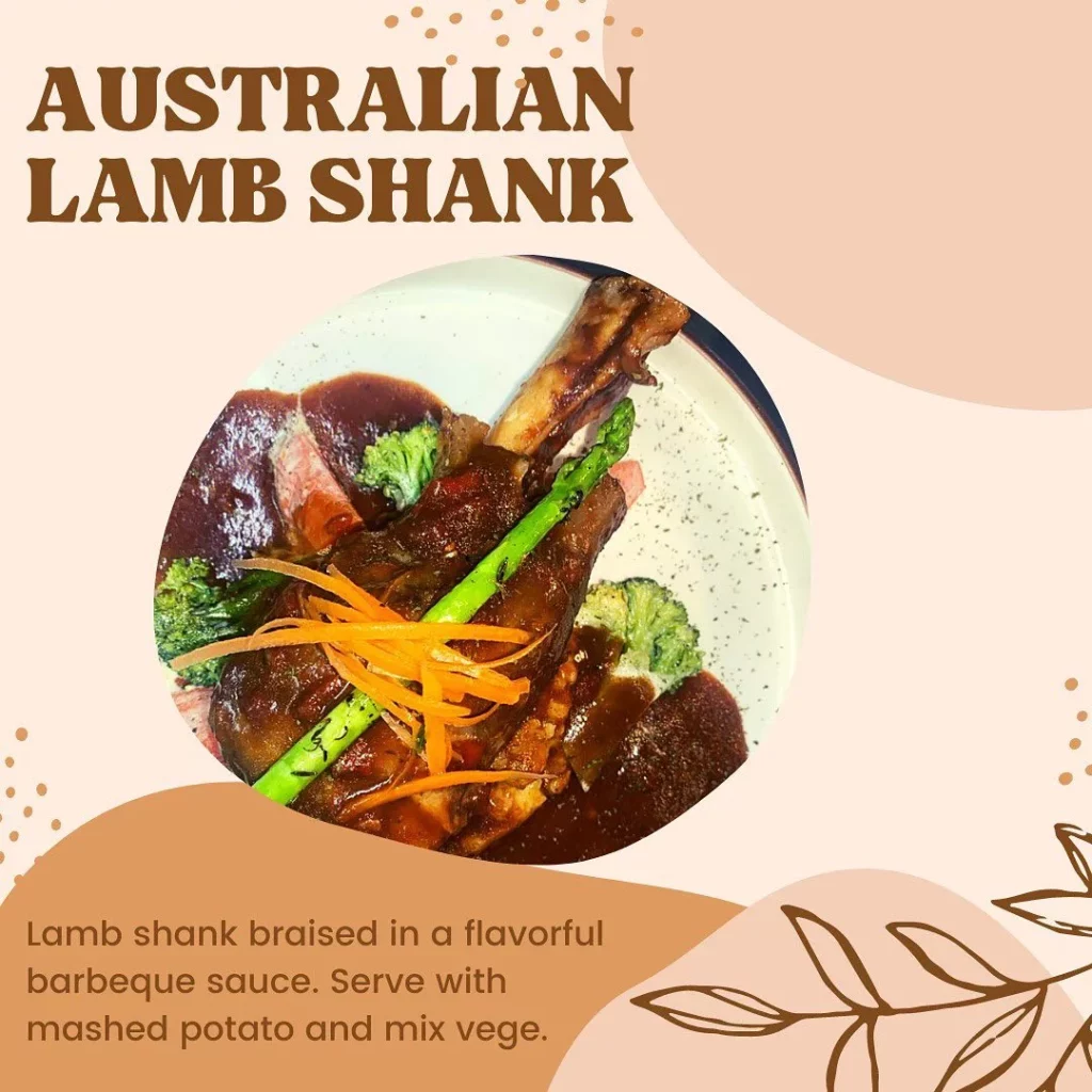Hilltop Cuisine Menu Australian Lamb Shank