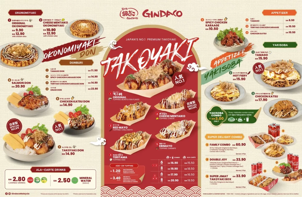 Gindaco Menu