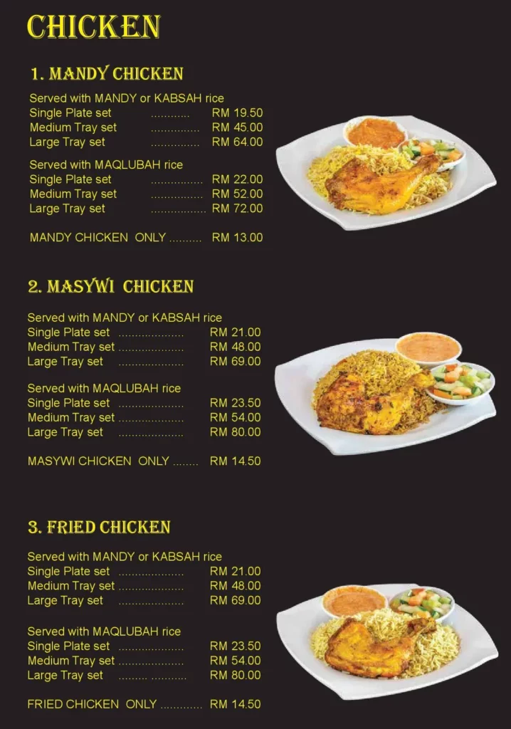 Aroma Hijrah Chicken Prices