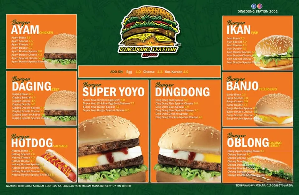 ding dong burger menu