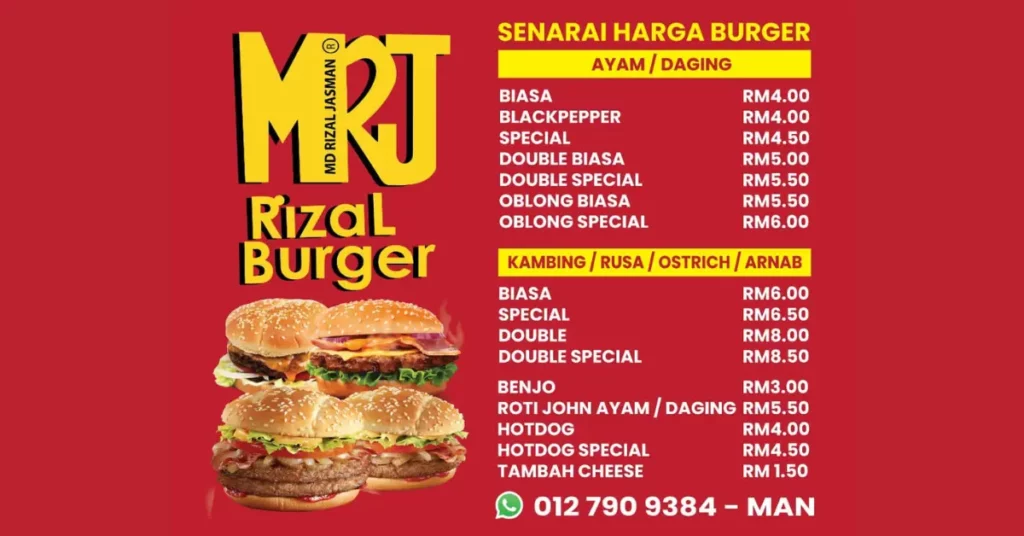 rizal burger Menu